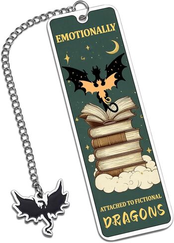 Fantasy Dragon Book Marks for Women Men - Christmas Funny Gift Ideas, 4th Forth Flying Dragon Themed Gift for Fantasy Book Lover, Stocking Stuffer for Reading Women Bookmark White Elephant Gifts Her in Saudi Arabia