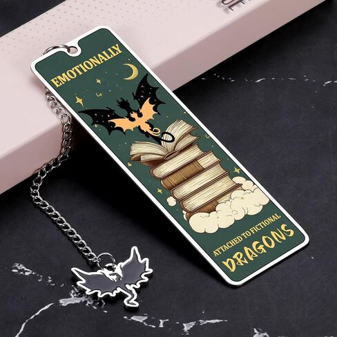 Fantasy Dragon Book Marks for Women Men - Christmas Funny Gift Ideas, 4th Forth Flying Dragon Themed Gift for Fantasy Book Lover, Stocking Stuffer for Reading Women Bookmark White Elephant Gifts Her in Saudi Arabia