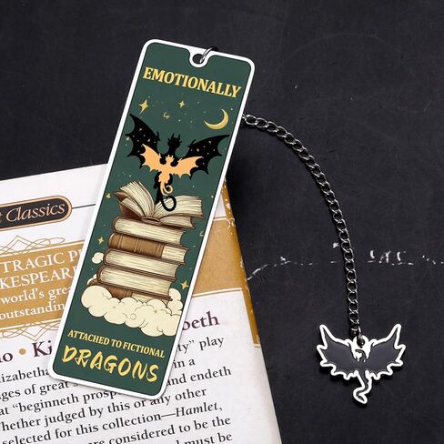 Fantasy Dragon Book Marks for Women Men - Christmas Funny Gift Ideas, 4th Forth Flying Dragon Themed Gift for Fantasy Book Lover, Stocking Stuffer for Reading Women Bookmark White Elephant Gifts Her in Saudi Arabia