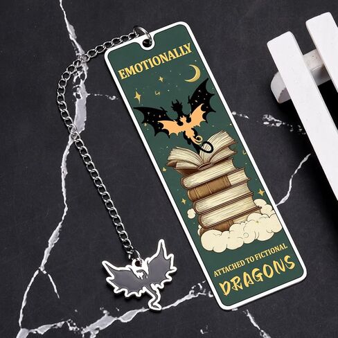 Fantasy Dragon Book Marks for Women Men - Christmas Funny Gift Ideas, 4th Forth Flying Dragon Themed Gift for Fantasy Book Lover, Stocking Stuffer for Reading Women Bookmark White Elephant Gifts Her in Saudi Arabia