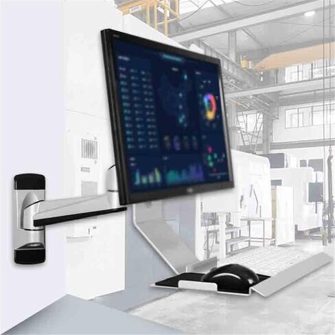 Monitor Mount Single Arm Silver Colour Monitor Stand with Plain Tray Stand Foldable 90° Single Screen Stand Monitor Desk Mount in Saudi Arabia