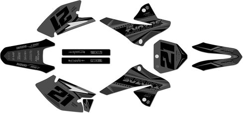 Graphics Kit for Suzuki DRZ125/DRZ125L (2008+) SHADERS Series Smoke 16 Mil - On/Off The Road - Dirt Pit Bike Motorcycle Sticker, Dirtbike Racing Decal Motocross Accessories no-Plastics in Saudi Arabia