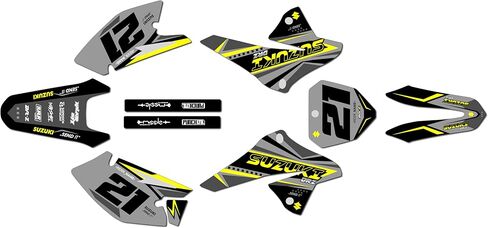 Graphics Kit for Suzuki DRZ125/DRZ125L (2008+) SHADERS Series Smoke 16 Mil - On/Off The Road - Dirt Pit Bike Motorcycle Sticker, Dirtbike Racing Decal Motocross Accessories no-Plastics in Saudi Arabia