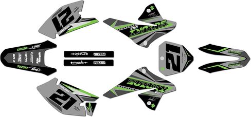 Graphics Kit for Suzuki DRZ125/DRZ125L (2008+) SHADERS Series Smoke 16 Mil - On/Off The Road - Dirt Pit Bike Motorcycle Sticker, Dirtbike Racing Decal Motocross Accessories no-Plastics in Saudi Arabia