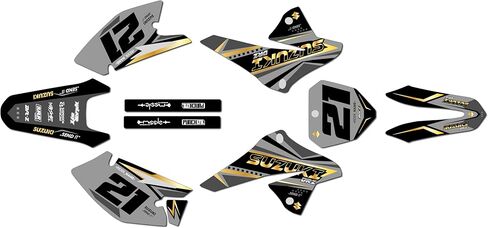 Graphics Kit for Suzuki DRZ125/DRZ125L (2008+) SHADERS Series Smoke 16 Mil - On/Off The Road - Dirt Pit Bike Motorcycle Sticker, Dirtbike Racing Decal Motocross Accessories no-Plastics in Saudi Arabia