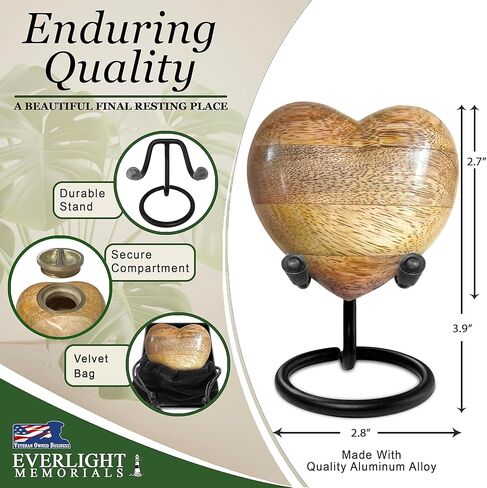 Cremation Urns for Human Ashes - Wooden Legacy Large Decorative Urn for Adult Men & Women - Burial Urns for Adult Human Ashes in Kuwait