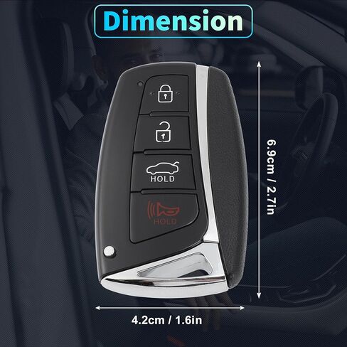 X AUTOHAUX SY5DHFNA433 434MHz استبدال دخول بدون مفتاح مفتاح ذكي عن بعد فوب لشركة Hyundai Azera 2015 2016 2017 No.95440-3V022 954403V022 4 أزرار in Saudi Arabia