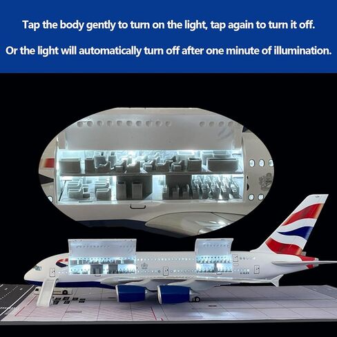 نموذج طائرة A380، ترقية A380 بأبواب قابلة للفتح ومقصورة مفصلة بمقياس 1/160 مقاس 18.1 بوصة طقم طائرة 380 مع أضواء LED وحامل عرض وحصيرة مطار مطاطية، هدية مثالية لمحبي الطيران in Kuwait