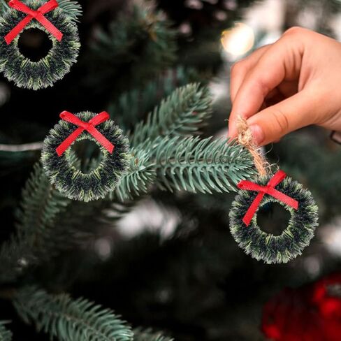 12pcs Mini Christmas Wreaths, 1.57'' Dollhouse Miniature Christmas Wreath with Bows, Xmas Tree Hanging Ornaments, Dollhouse Accessories Xmas Decorations in Saudi Arabia
