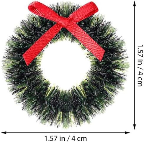 12pcs Mini Christmas Wreaths, 1.57'' Dollhouse Miniature Christmas Wreath with Bows, Xmas Tree Hanging Ornaments, Dollhouse Accessories Xmas Decorations in Saudi Arabia