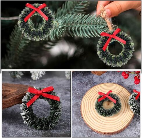 12pcs Mini Christmas Wreaths, 1.57'' Dollhouse Miniature Christmas Wreath with Bows, Xmas Tree Hanging Ornaments, Dollhouse Accessories Xmas Decorations in Saudi Arabia