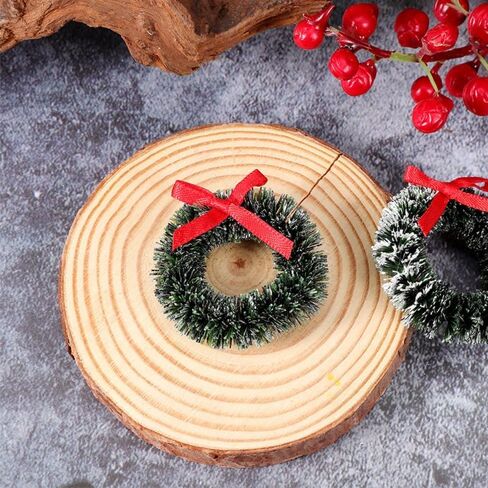 12pcs Mini Christmas Wreaths, 1.57'' Dollhouse Miniature Christmas Wreath with Bows, Xmas Tree Hanging Ornaments, Dollhouse Accessories Xmas Decorations in Saudi Arabia
