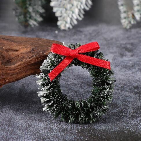 12pcs Mini Christmas Wreaths, 1.57'' Dollhouse Miniature Christmas Wreath with Bows, Xmas Tree Hanging Ornaments, Dollhouse Accessories Xmas Decorations in Saudi Arabia