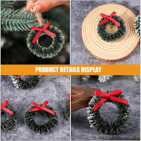 12pcs Mini Christmas Wreaths, 1.57'' Dollhouse Miniature Christmas Wreath with Bows, Xmas Tree Hanging Ornaments, Dollhouse Accessories Xmas Decorations in Saudi Arabia