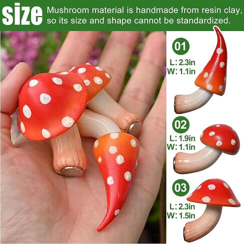 مجموعة فطر مزيف مصنوع يدويًا من الطين الأحمر مكونة من 3 تماثيل فطر صغيرة فريدة من نوعها مع قاعدة مغناطيسية مثالية لتزيين الثلاجة وإكسسوارات المنزل الخيالية مثالية لديكور حديقة الجنيات بنفسك in Saudi Arabia