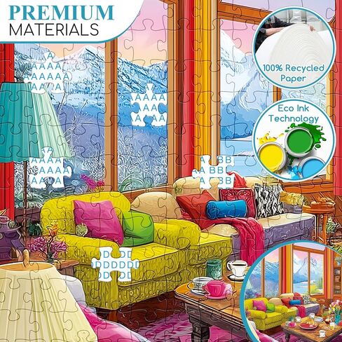 300 Piece Puzzles for Adults,Rustic Lodge Cozy Fire Puzzle for Adults Kids Seniors,Large Piece Fireplace Room Puzzle for Kids 8-10 10-12,Challenging Sofa Dog Puzzles Perfect for Game Nights, 20.5x15 in Saudi Arabia