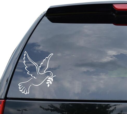 DiamondCutStickerz Dove Bird Peace Olive Branch Decal Sticker Car Truck Motorcycle Window Bumper Laptop Wall Decor - Size (09 inch / 23 cm Tall) - Color (Gloss White) in Saudi Arabia