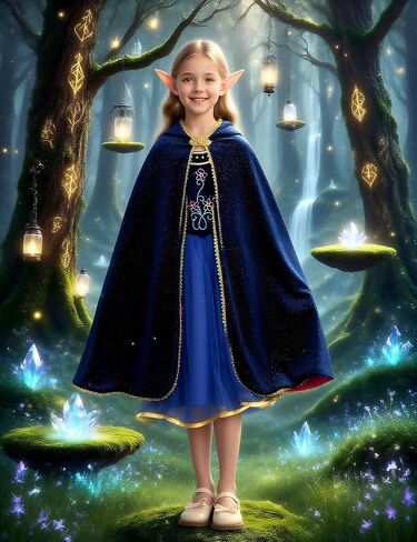 Girls Anna Velet Cape Hooded Cloak Kids Play Cape Dress up Costume in Saudi Arabia