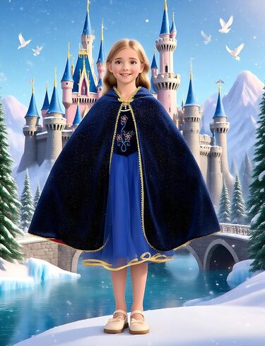 Girls Anna Velet Cape Hooded Cloak Kids Play Cape Dress up Costume in Saudi Arabia