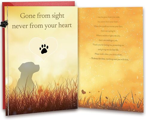 Dog Loss Sympathy Card – “Gone from Sight, Never from Your Heart" – Pet Memorial Greeting Card with Printed Inside – Includes Envelope & Stickers in Saudi Arabia