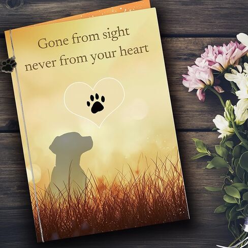 Dog Loss Sympathy Card – “Gone from Sight, Never from Your Heart" – Pet Memorial Greeting Card with Printed Inside – Includes Envelope & Stickers in Saudi Arabia