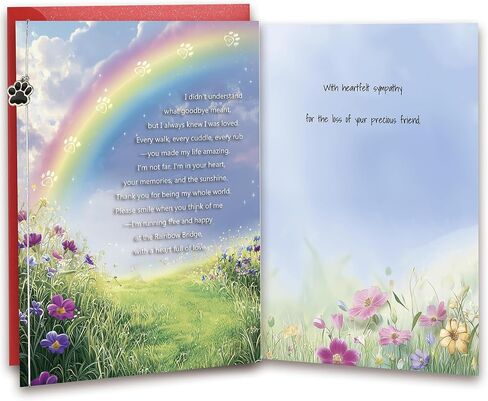 Dog Loss Sympathy Card – “Gone from Sight, Never from Your Heart" – Pet Memorial Greeting Card with Printed Inside – Includes Envelope & Stickers in Saudi Arabia
