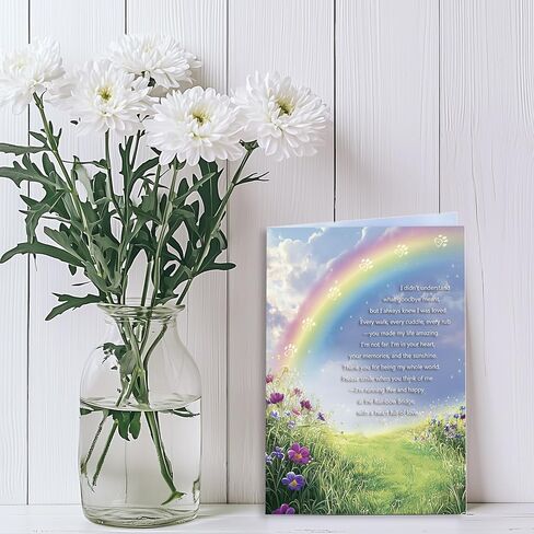 Dog Loss Sympathy Card – “Gone from Sight, Never from Your Heart" – Pet Memorial Greeting Card with Printed Inside – Includes Envelope & Stickers in Saudi Arabia