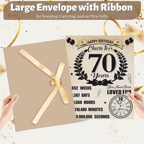 Large 70th Birthday Cards for Men Women, Vintage 1956 Happy 70th Birthday Greeting Card with Envelope Jumbo Seventy Guest Book Cheers to 70 Years Decorations Gifts Party Supplies in Saudi Arabia