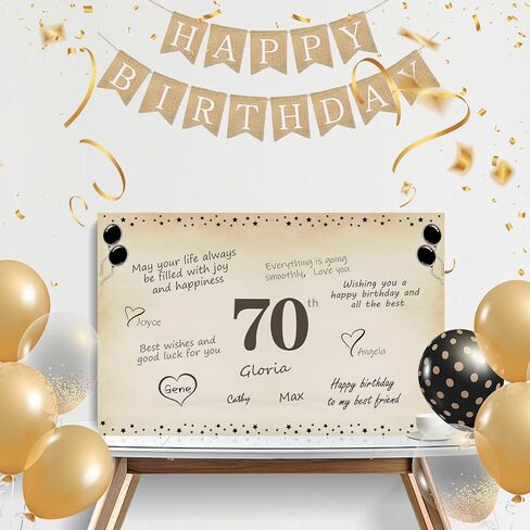 Large 70th Birthday Cards for Men Women, Vintage 1956 Happy 70th Birthday Greeting Card with Envelope Jumbo Seventy Guest Book Cheers to 70 Years Decorations Gifts Party Supplies in Saudi Arabia