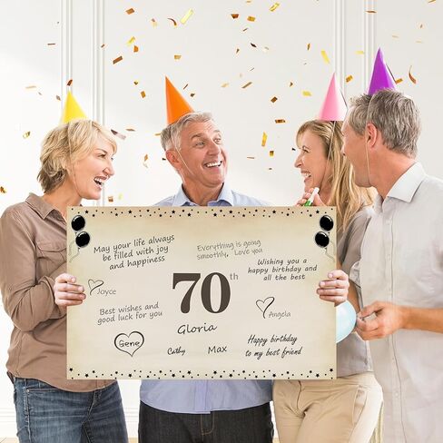 Large 70th Birthday Cards for Men Women, Vintage 1956 Happy 70th Birthday Greeting Card with Envelope Jumbo Seventy Guest Book Cheers to 70 Years Decorations Gifts Party Supplies in Saudi Arabia