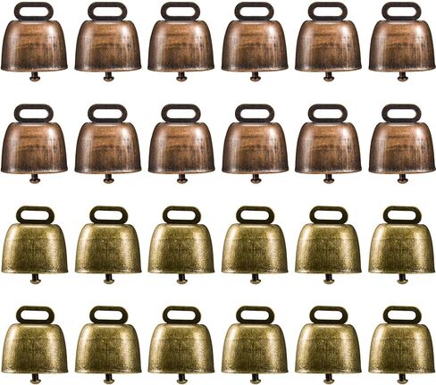 24 PCS Bronze Jingle Bells Vintage Bells for Cattle Horses and Sheep Grazing Small Bells Crafts for Room Outdoor Christmas Halloween Decoration Gift in Saudi Arabia