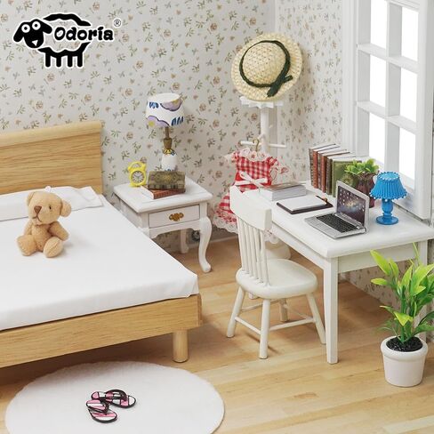 باب شبكي مصغر من Odoria Dollhouse: لوحة زجاجية للأبواب الأمامية بمقياس 1/12 لحديقة Elf Fairy في الهواء الطلق - نموذج بناء أثاث حديث صغير - بوابة دخول صغيرة من الخشب غير المكتمل، Inswing in Kuwait