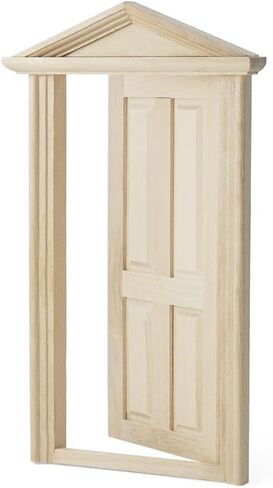 باب شبكي مصغر من Odoria Dollhouse: لوحة زجاجية للأبواب الأمامية بمقياس 1/12 لحديقة Elf Fairy في الهواء الطلق - نموذج بناء أثاث حديث صغير - بوابة دخول صغيرة من الخشب غير المكتمل، Inswing in Kuwait