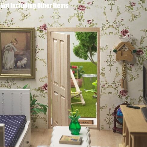 باب شبكي مصغر من Odoria Dollhouse: لوحة زجاجية للأبواب الأمامية بمقياس 1/12 لحديقة Elf Fairy في الهواء الطلق - نموذج بناء أثاث حديث صغير - بوابة دخول صغيرة من الخشب غير المكتمل، Inswing in Kuwait