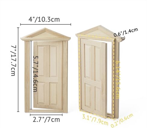 باب شبكي مصغر من Odoria Dollhouse: لوحة زجاجية للأبواب الأمامية بمقياس 1/12 لحديقة Elf Fairy في الهواء الطلق - نموذج بناء أثاث حديث صغير - بوابة دخول صغيرة من الخشب غير المكتمل، Inswing in Kuwait