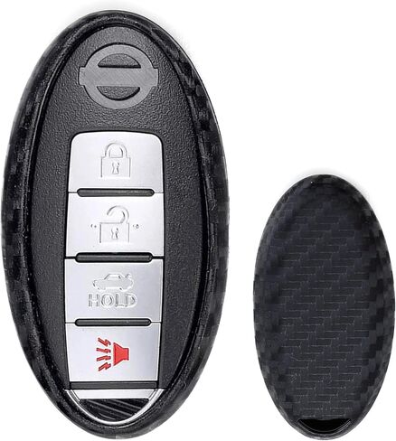 iJDMTOY Carbon Fiber Pattern Soft Silicone Key Fob Cover Case Compatible with Nissan or Infiniti Oval Shape Keyless Smart Key in Saudi Arabia