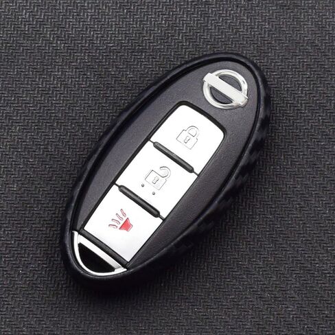 iJDMTOY Carbon Fiber Pattern Soft Silicone Key Fob Cover Case Compatible with Nissan or Infiniti Oval Shape Keyless Smart Key in Saudi Arabia
