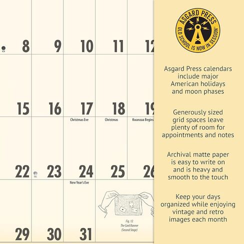 Asgard Press 2026 Vintage Magic Deluxe Wall Calendar, 16 Months, Frame-Ready Classic Magician Poster Prints with Commentary, 11"x30" (Size When Open) in Saudi Arabia