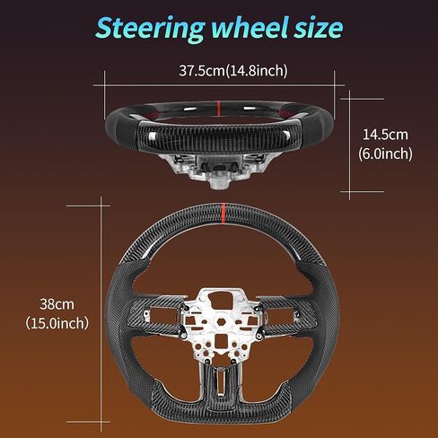 عجلة قيادة من ألياف الكربون لسيارة Mustang EcoBoost/GT/Shelby GT350/GT350R 2018-2023، قبضة جلدية مثقبة مسطحة القاع على شكل D مع زخرفة بديلة in Saudi Arabia