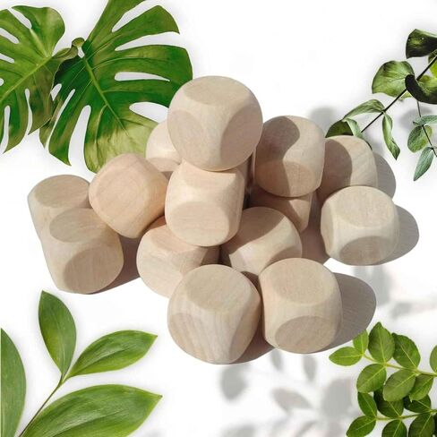 12cs النرد الخشبي، 6 جوانب النرد الفارغة جولة الزاوية مكعب DIY الحرف لوازم الحفلات النردات القياسية لعبة (1.8 سم) in Kuwait