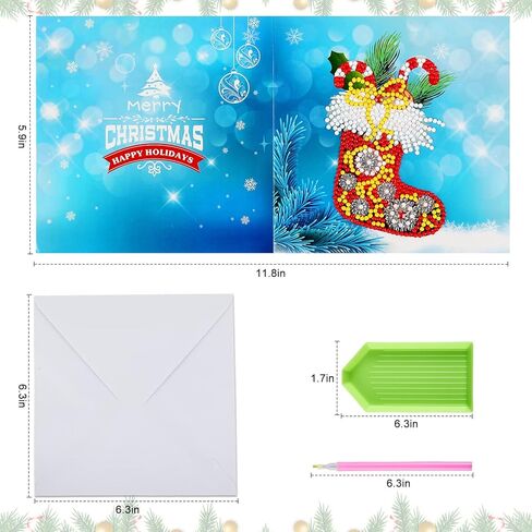 12 Pieces Diamond Painting Christmas Cards by Number 5D DIY Diamond Painting Greeting Card Christmas Diamond Painting Kit Round Drill Christmas Diamond Art for Adults Holiday Friends Family (Warm) in Saudi Arabia