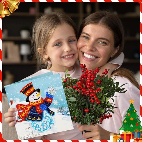12 Pieces Diamond Painting Christmas Cards by Number 5D DIY Diamond Painting Greeting Card Christmas Diamond Painting Kit Round Drill Christmas Diamond Art for Adults Holiday Friends Family (Warm) in Saudi Arabia