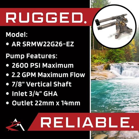 متجر شرطة عمان السلطانية | تصنيع المعدات الأصلية | مضخة مياه AR 2600 PSI 2.2 GPM عمودية 7/8 بوصة لغسالة الضغط متوافقة مع Troy Bilt 020413، 020414، 020415 in Saudi Arabia