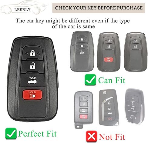 LEERLY Key Fob Cover with Anti-lost Keychain Compatible with Toyota Highlander Camry Corolla Avalon C-HR Prius GT86 Black in Saudi Arabia