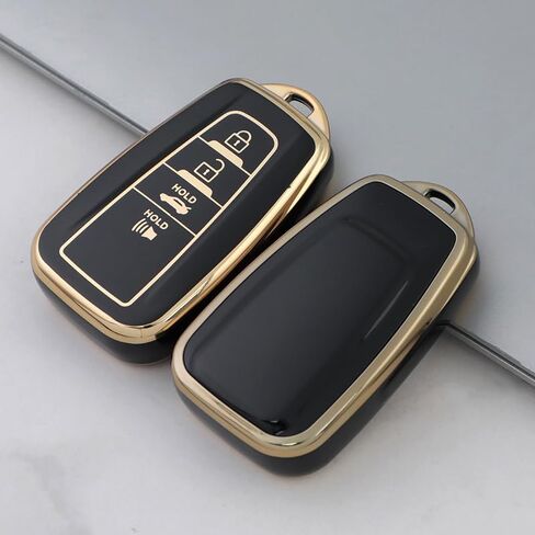 LEERLY Key Fob Cover with Anti-lost Keychain Compatible with Toyota Highlander Camry Corolla Avalon C-HR Prius GT86 Black in Saudi Arabia