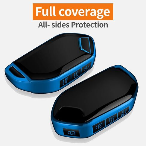 غطاء Sindeda لمفتاح Kia Key Fob مع سلسلة مفاتيح ناعمة للحماية الكاملة غطاء مفتاح متوافق مع المفتاح الذكي 2023 2024 Telluride EV5 (أزرق، 5 أزرار) in Saudi Arabia