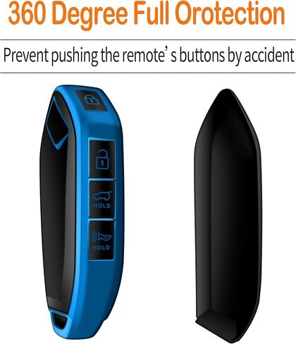 غطاء Sindeda لمفتاح Kia Key Fob مع سلسلة مفاتيح ناعمة للحماية الكاملة غطاء مفتاح متوافق مع المفتاح الذكي 2023 2024 Telluride EV5 (أزرق، 5 أزرار) in Saudi Arabia