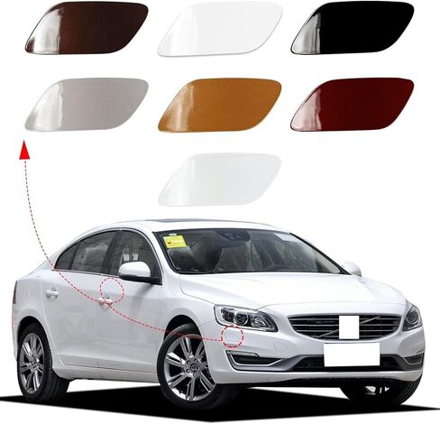 Car Front Bumper Replacement Headlight Washer Cover Fit for Volvo S60 2014 2015 2016 39820312 (Gray, Left Driver Side) in Saudi Arabia