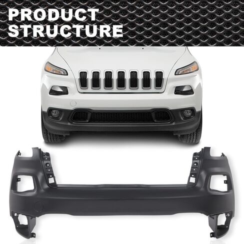 Front Upper Bumper Cover Compatible with Jeep Cherokee 2014 2015 2016 2017 2018 NOT Fit Trailhawk Models 5NJ52TZZAB CH1014112 in Saudi Arabia