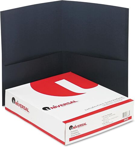 Universal 56638 Two-Pocket Portfolio, Embossed Leather Grain Paper, Dark Blue, 25/Box in Saudi Arabia